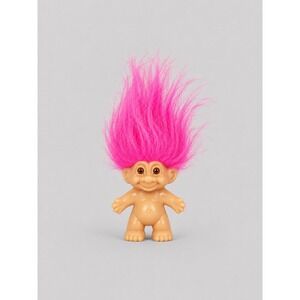 Vintage Russ Berrie Miniature Troll Doll Neon Pink Hair 1 Inch Retro Toy 90s